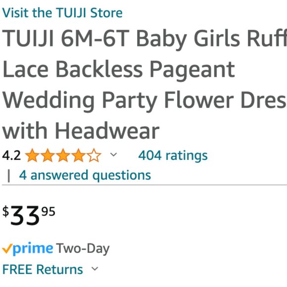 Baby Girls Ruffle Lace Backless Pageant Wedding Party Flower Dress 18-24 M - Picture 5 of 7